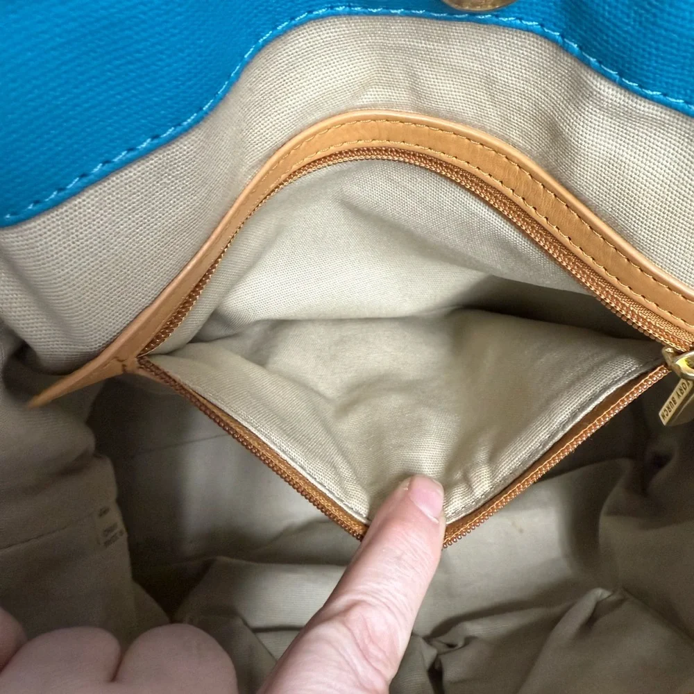 Tory Burch Teal, Brown & Tan Tote